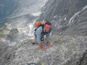 Marco Capra sullo spigolo Nord del Badile